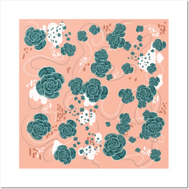 Echeveria Succulent - modern minimal pattern Wall Art by Lio Does Things